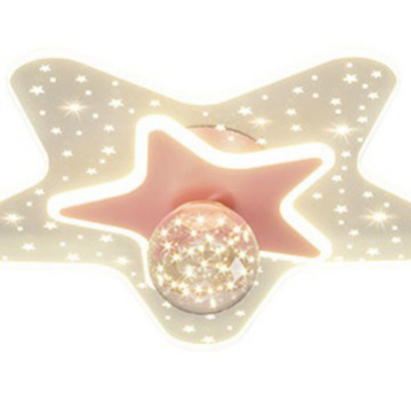 Contemporary Creative Star Pentagram Orb Acrylic Iron LED Flush Mount Ceiling Light For Bedroom