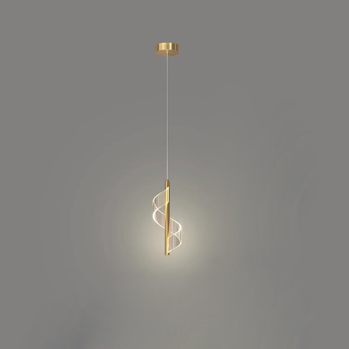 Contemporary Scandinavian Curved Long Strip Acrylic Iron LED Pendant Light For Living Room