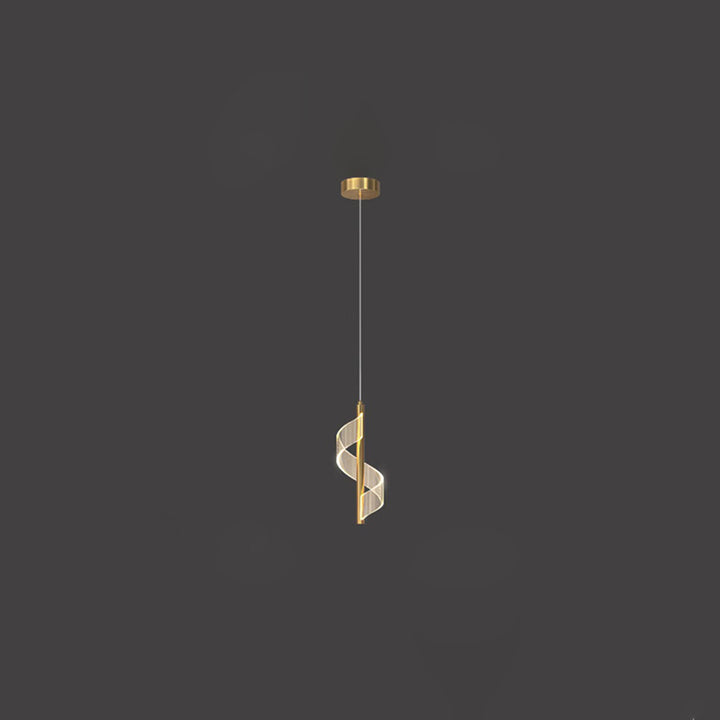 Contemporary Scandinavian Curved Long Strip Acrylic Iron LED Pendant Light For Living Room