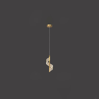 Contemporary Scandinavian Curved Long Strip Acrylic Iron LED Pendant Light For Living Room