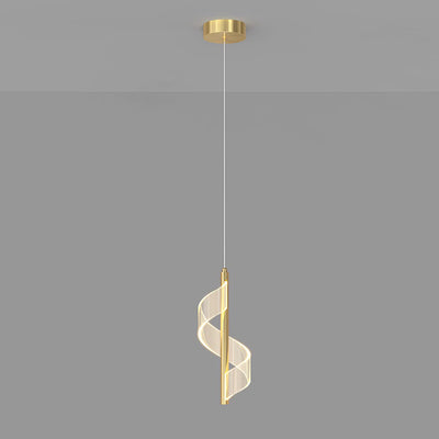 Contemporary Scandinavian Curved Long Strip Acrylic Iron LED Pendant Light For Living Room