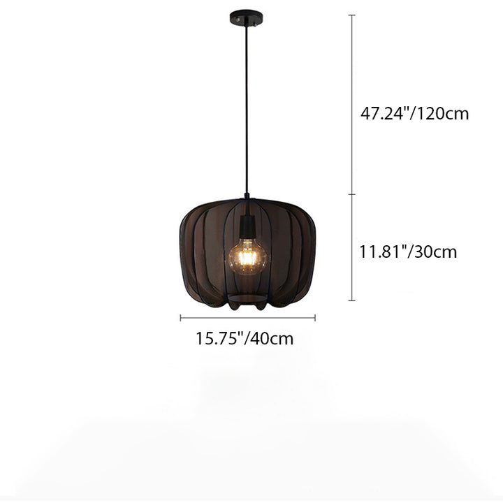 Traditionelle französische runde Apfelstoff-Eisen-1-Licht-Pendelleuchte für das Wohnzimmer 