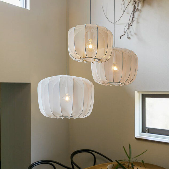 Traditionelle französische runde Apfelstoff-Eisen-1-Licht-Pendelleuchte für das Wohnzimmer 