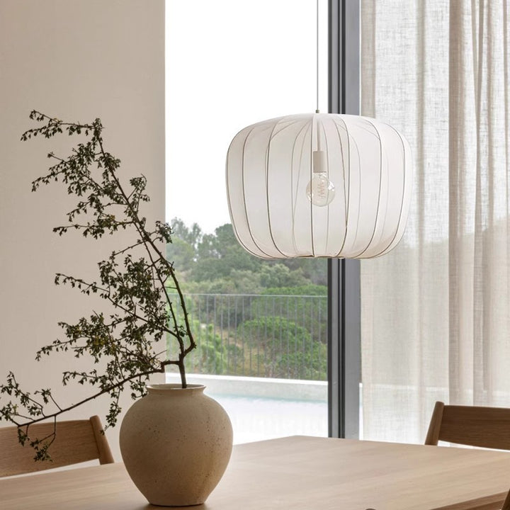 Traditionelle französische runde Apfelstoff-Eisen-1-Licht-Pendelleuchte für das Wohnzimmer 