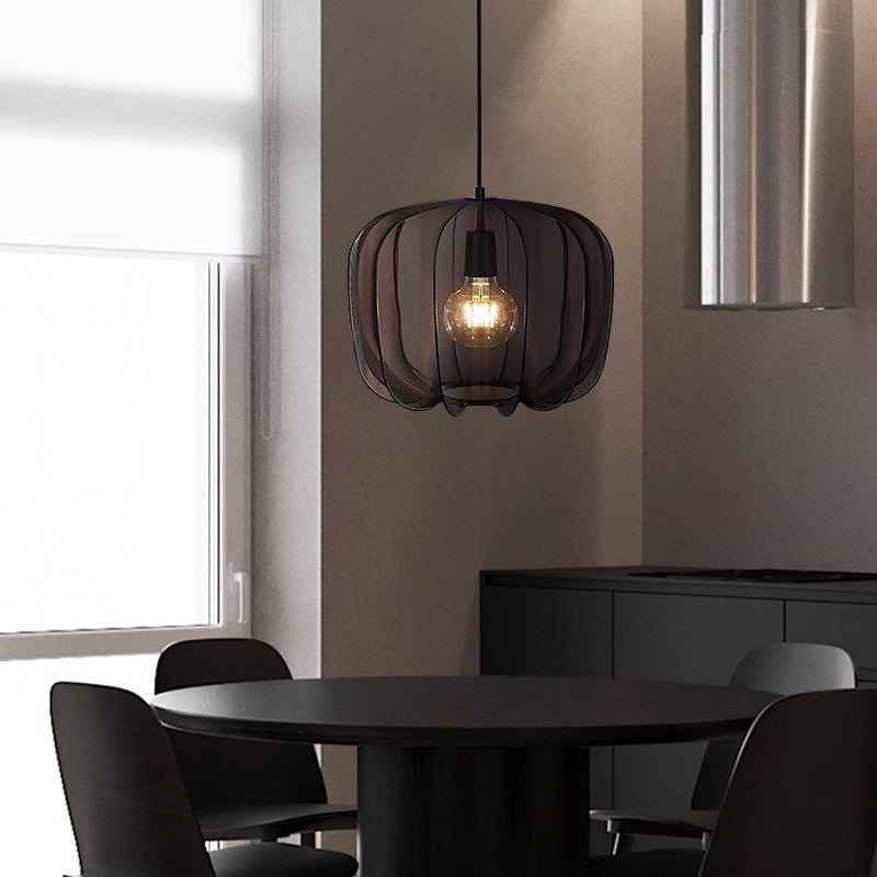 Traditionelle französische runde Apfelstoff-Eisen-1-Licht-Pendelleuchte für das Wohnzimmer 