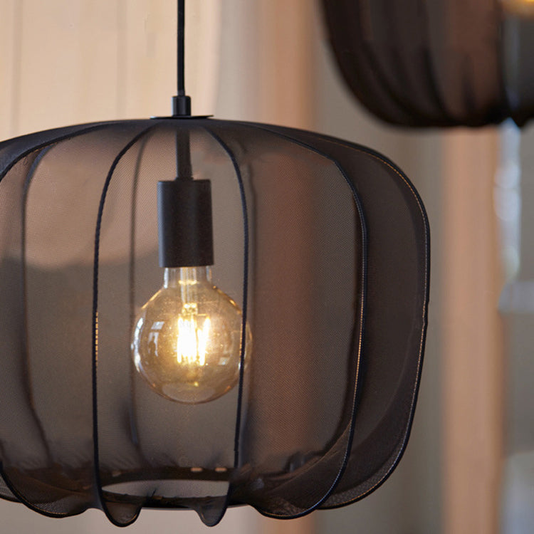 Traditionelle französische runde Apfelstoff-Eisen-1-Licht-Pendelleuchte für das Wohnzimmer 