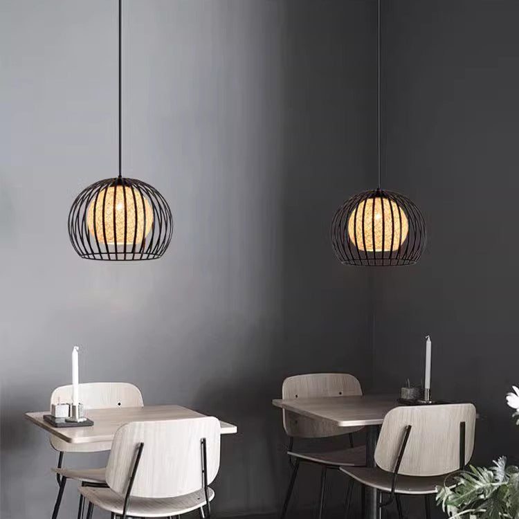 Moderner minimalistischer runder hohler Sesamball Eisen 1-Licht Pendelleuchte für Wohnzimmer 