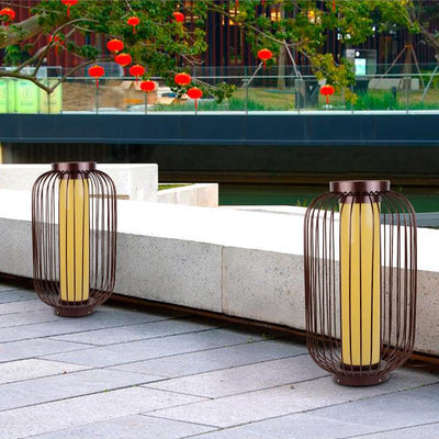 Cilindro de Jaula de Pájaro Tradicional China Falsa Dolomita Acero Inoxidable 1-Luz Paisaje Exterior Para Patio Exterior 