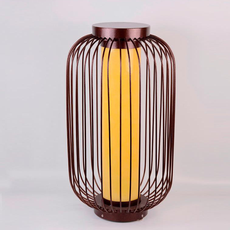 Cilindro de Jaula de Pájaro Tradicional China Falsa Dolomita Acero Inoxidable 1-Luz Paisaje Exterior Para Patio Exterior 