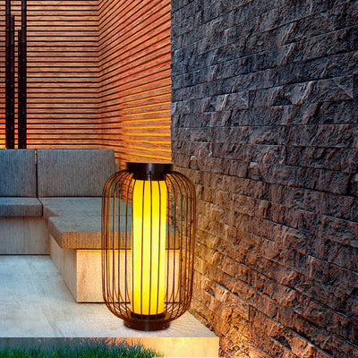 Cilindro de Jaula de Pájaro Tradicional China Falsa Dolomita Acero Inoxidable 1-Luz Paisaje Exterior Para Patio Exterior 