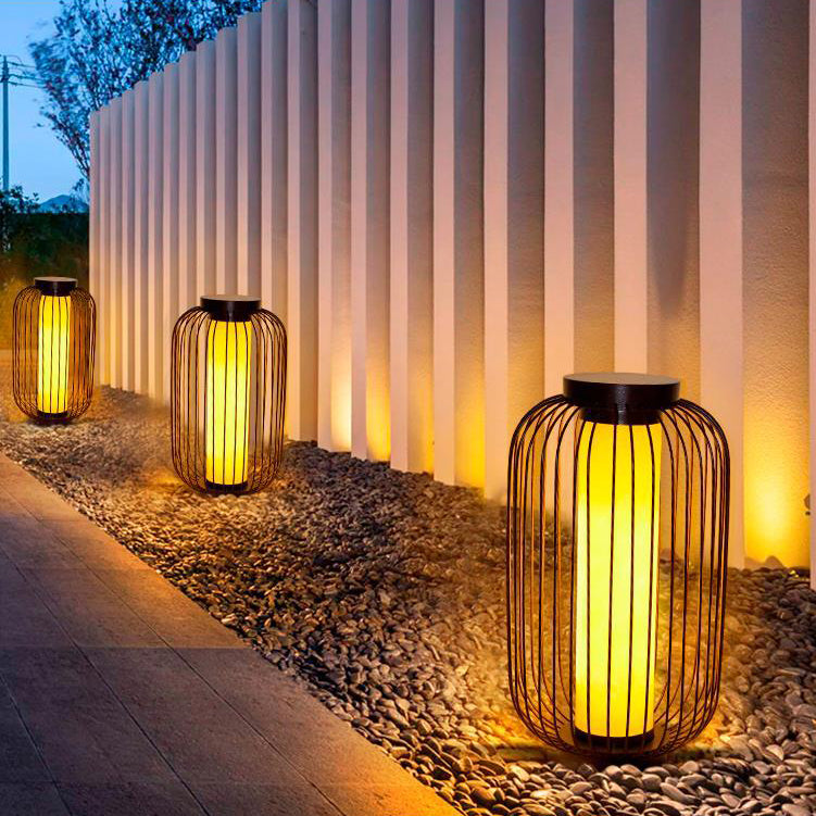 Cilindro de Jaula de Pájaro Tradicional China Falsa Dolomita Acero Inoxidable 1-Luz Paisaje Exterior Para Patio Exterior 