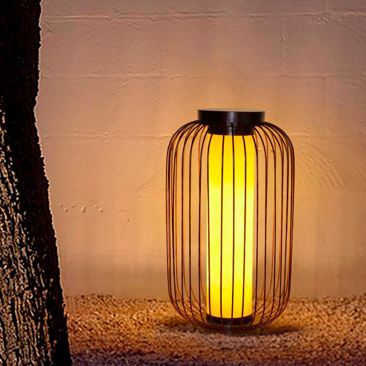 Cilindro de Jaula de Pájaro Tradicional China Falsa Dolomita Acero Inoxidable 1-Luz Paisaje Exterior Para Patio Exterior 