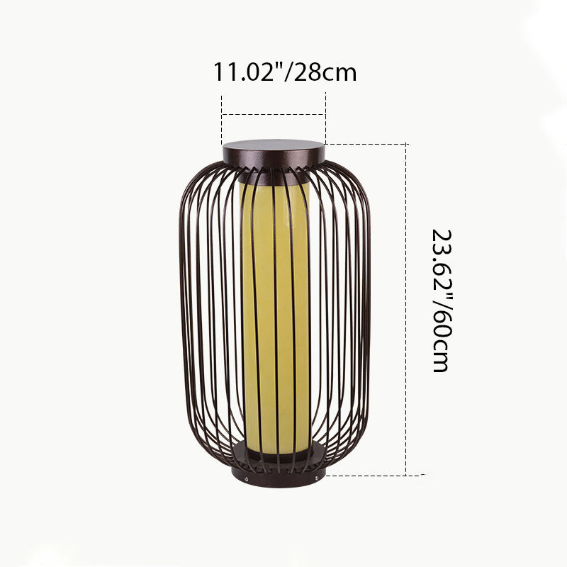 Cilindro de Jaula de Pájaro Tradicional China Falsa Dolomita Acero Inoxidable 1-Luz Paisaje Exterior Para Patio Exterior 