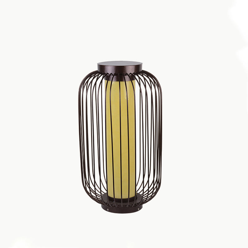 Cilindro de Jaula de Pájaro Tradicional China Falsa Dolomita Acero Inoxidable 1-Luz Paisaje Exterior Para Patio Exterior 