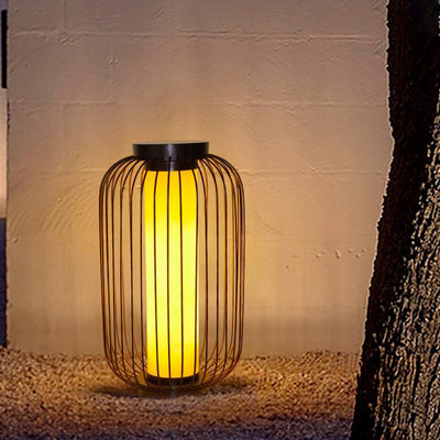 Cilindro de Jaula de Pájaro Tradicional China Falsa Dolomita Acero Inoxidable 1-Luz Paisaje Exterior Para Patio Exterior 