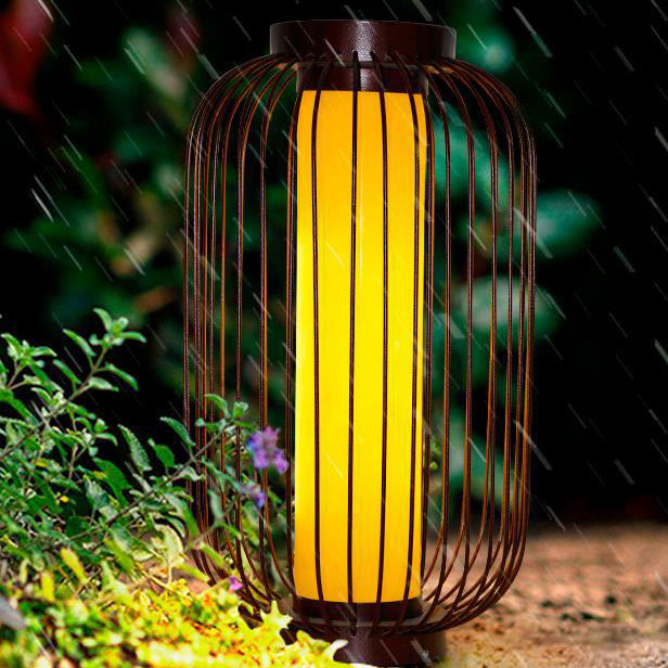 Cilindro de Jaula de Pájaro Tradicional China Falsa Dolomita Acero Inoxidable 1-Luz Paisaje Exterior Para Patio Exterior 