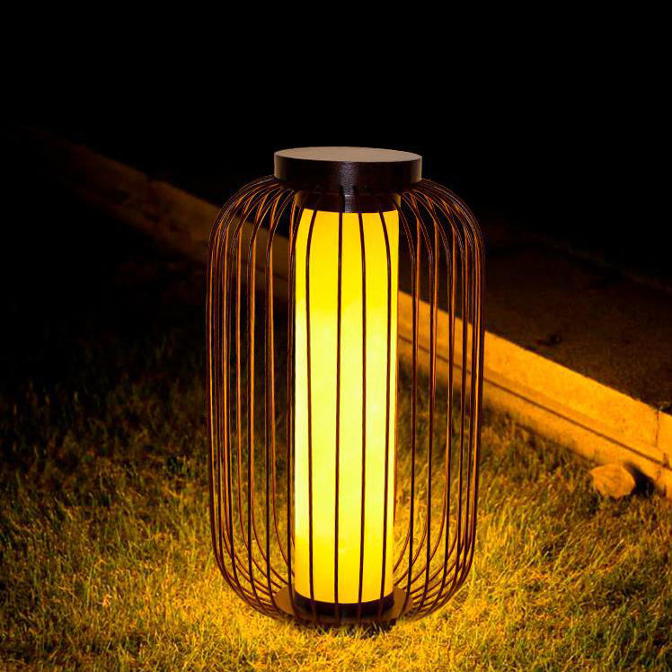 Cilindro de Jaula de Pájaro Tradicional China Falsa Dolomita Acero Inoxidable 1-Luz Paisaje Exterior Para Patio Exterior 