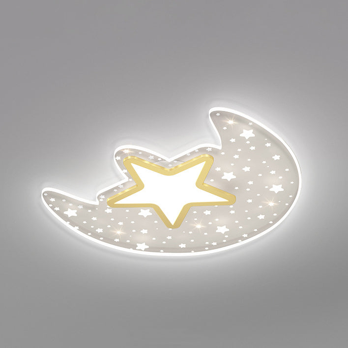 現代ミニマリスト三日月星アクリル鉄LEDフラッシュマウント天井照明 寝室用 
