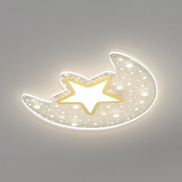 現代ミニマリスト三日月星アクリル鉄LEDフラッシュマウント天井照明 寝室用 