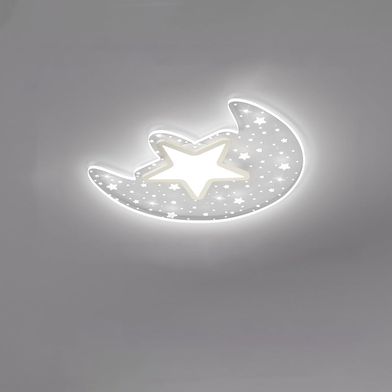 現代ミニマリスト三日月星アクリル鉄LEDフラッシュマウント天井照明 寝室用 