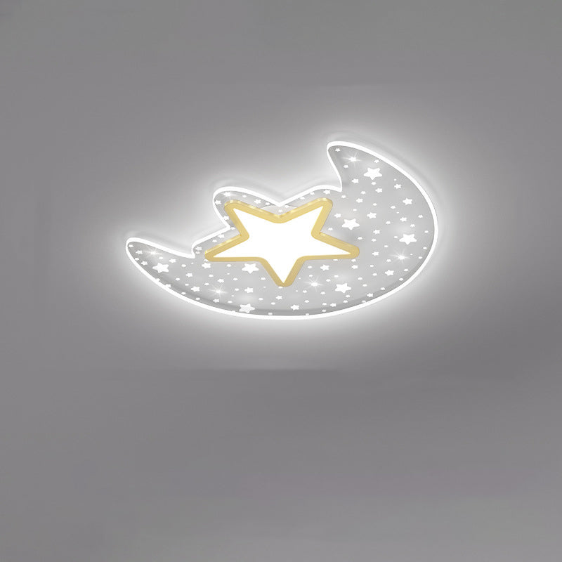 現代ミニマリスト三日月星アクリル鉄LEDフラッシュマウント天井照明 寝室用 
