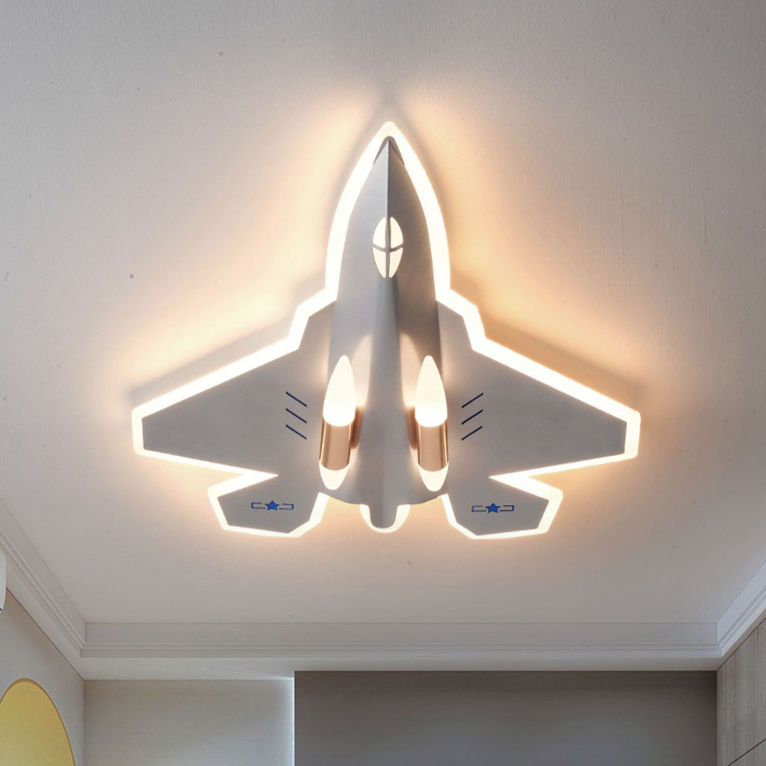 Lumière de plafond à montage LED en acrylique et fer avec avions de chasse pour enfants Art Déco moderne pour salon 