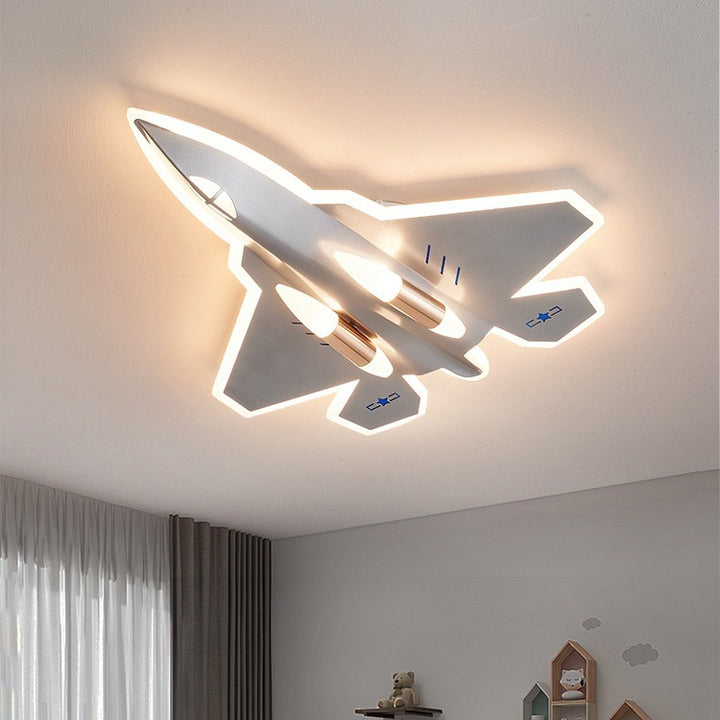 Lumière de plafond à montage LED en acrylique et fer avec avions de chasse pour enfants Art Déco moderne pour salon 
