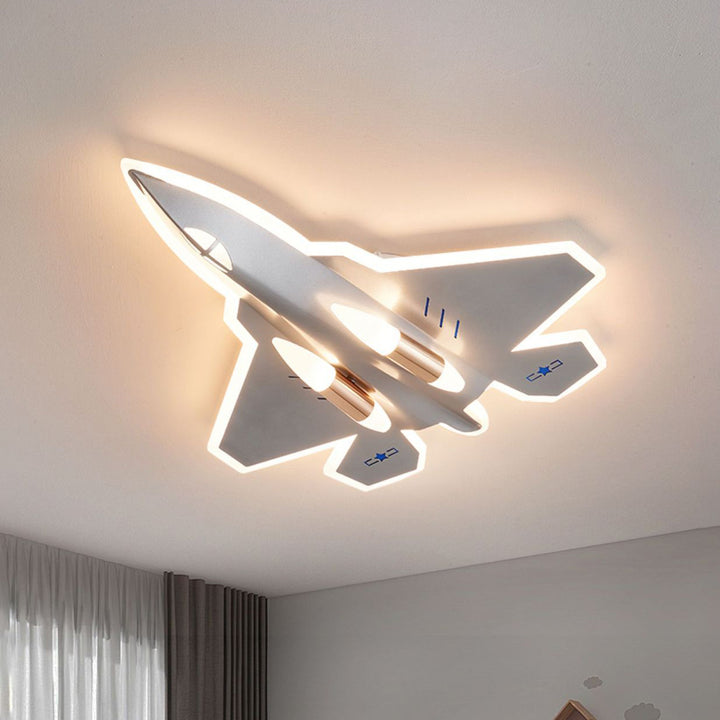 Lumière de plafond à montage LED en acrylique et fer avec avions de chasse pour enfants Art Déco moderne pour salon 