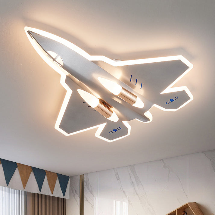 Lumière de plafond à montage LED en acrylique et fer avec avions de chasse pour enfants Art Déco moderne pour salon 