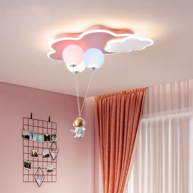 مصباح سقف LED مثبت بالأجهزة من الأكريليك PE للأطفال بتصميم سحابة بالون رائد فضاء بأسلوب حديث وبسيط لغرفة المعيشة 