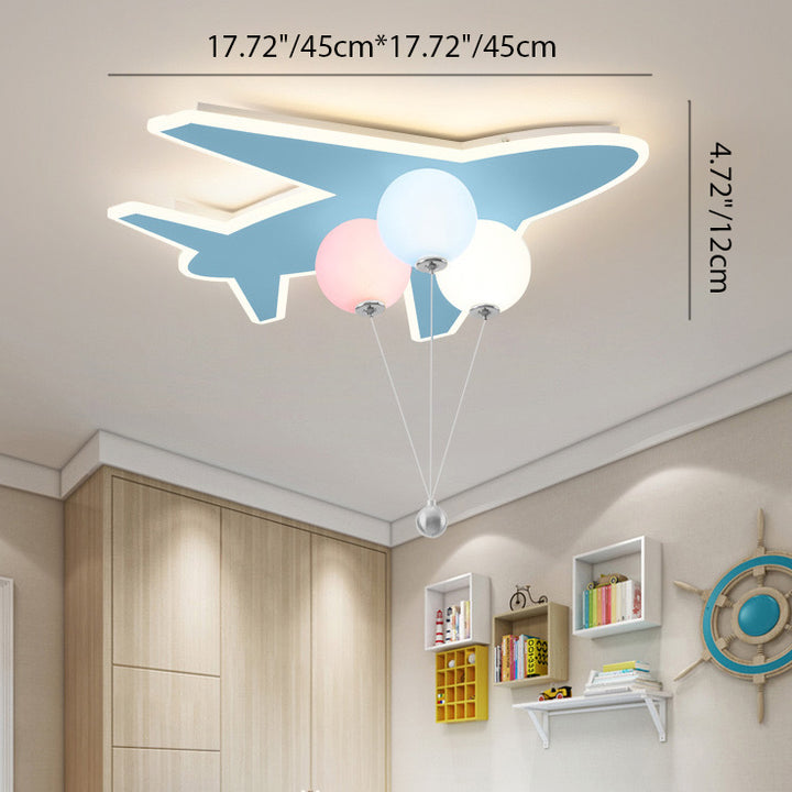 Lumière de plafond LED moderne Art déco pour enfants avec avions et ballons en matériel acrylique pour salon 