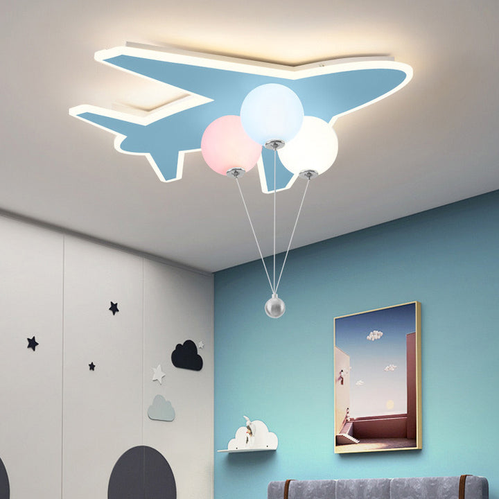 Lumière de plafond LED moderne Art déco pour enfants avec avions et ballons en matériel acrylique pour salon 