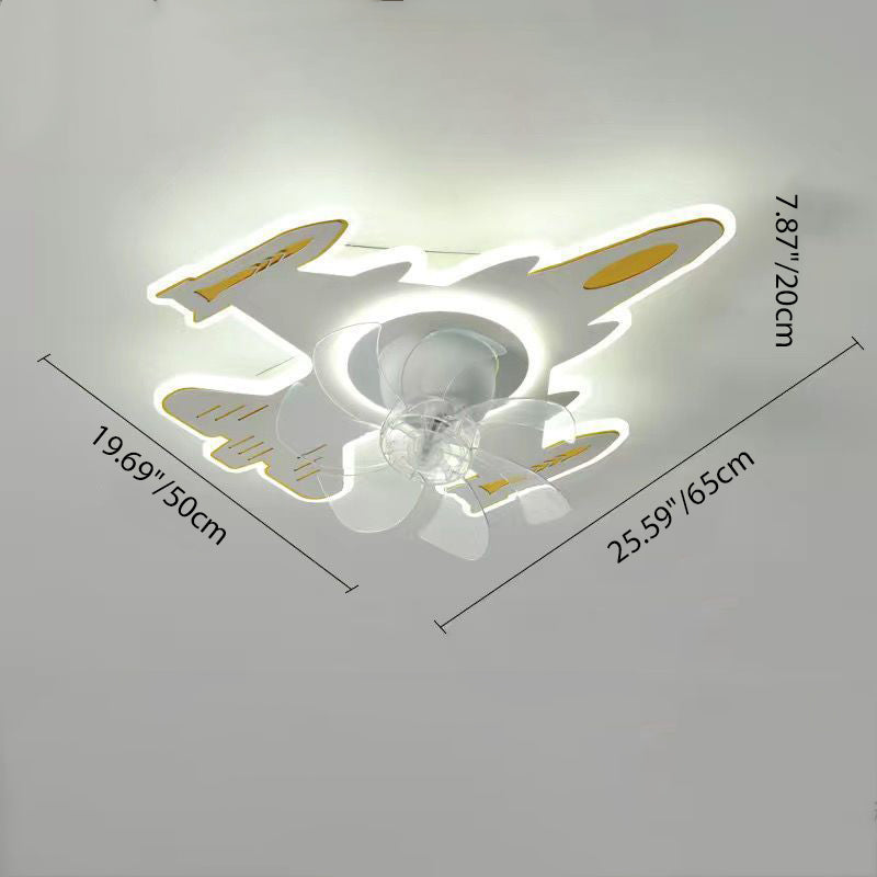 Moderne Art-Deco-Flugzeugform Acryl Eisen LED Deckenventilatorlampe für Schlafzimmer 