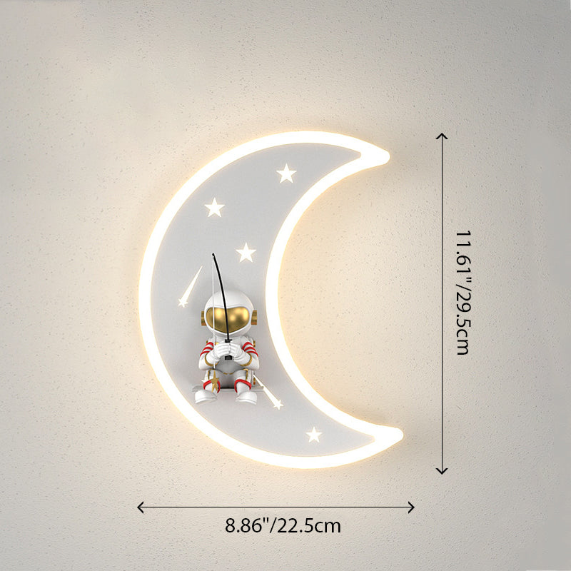 Lampe applique murale LED en résine acrylique avec matériel astronaute étoile croissant de lune Art Déco moderne pour salon 