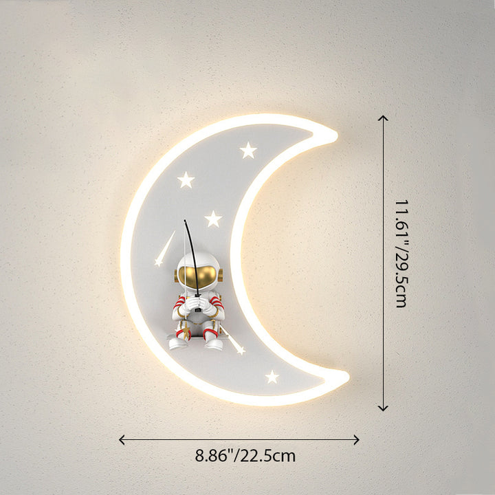 Lampe applique murale LED en résine acrylique avec matériel astronaute étoile croissant de lune Art Déco moderne pour salon 