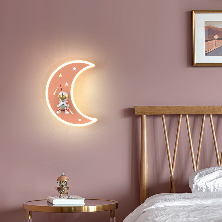 Lampe applique murale LED en résine acrylique avec matériel astronaute étoile croissant de lune Art Déco moderne pour salon 
