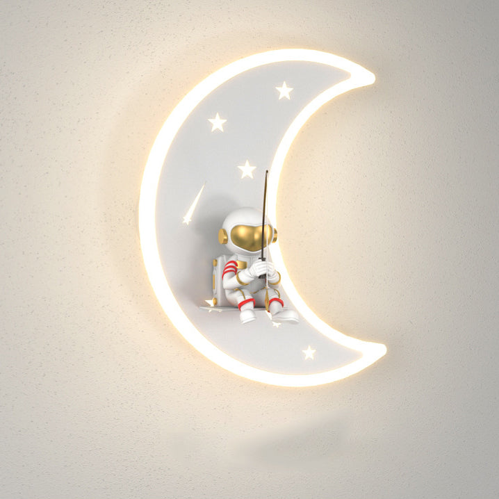 Lampe applique murale LED en résine acrylique avec matériel astronaute étoile croissant de lune Art Déco moderne pour salon 