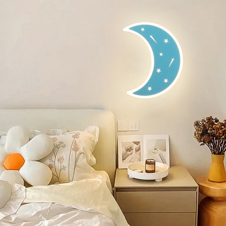 Lampe applique murale LED en résine acrylique avec matériel astronaute étoile croissant de lune Art Déco moderne pour salon 