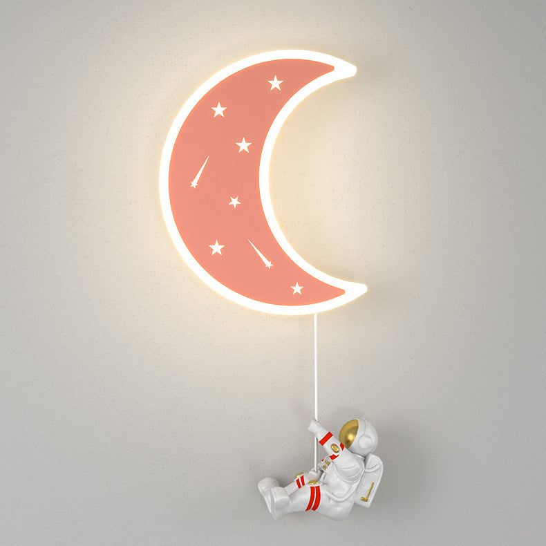 Lampe applique murale LED en résine acrylique avec matériel astronaute étoile croissant de lune Art Déco moderne pour salon 