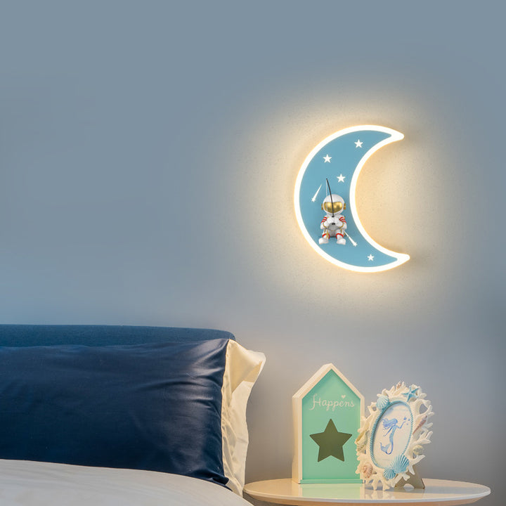 Lampe applique murale LED en résine acrylique avec matériel astronaute étoile croissant de lune Art Déco moderne pour salon 