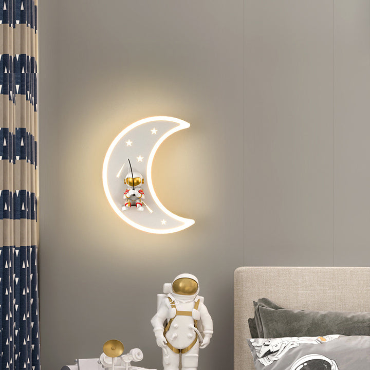 Lampe applique murale LED en résine acrylique avec matériel astronaute étoile croissant de lune Art Déco moderne pour salon 