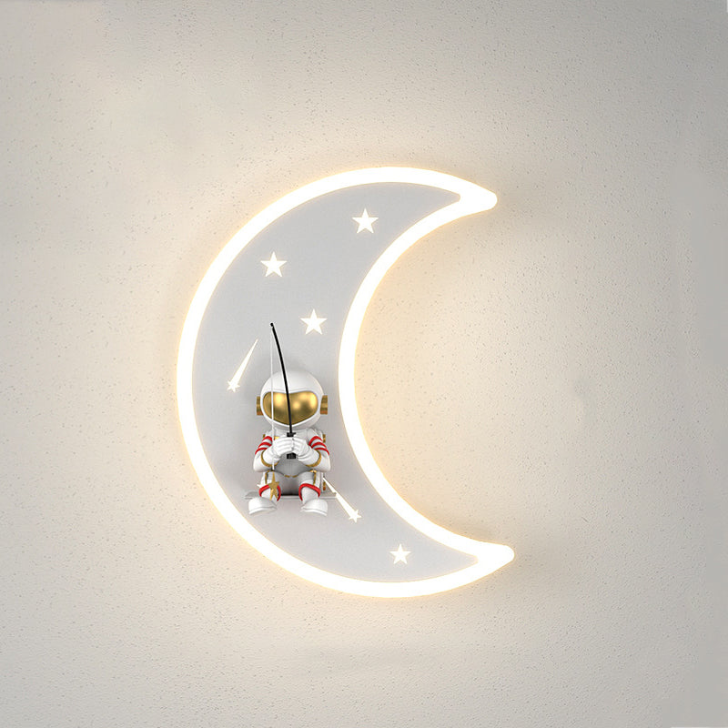 Lampe applique murale LED en résine acrylique avec matériel astronaute étoile croissant de lune Art Déco moderne pour salon 