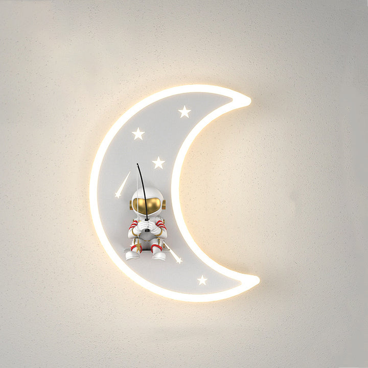 Lampe applique murale LED en résine acrylique avec matériel astronaute étoile croissant de lune Art Déco moderne pour salon 