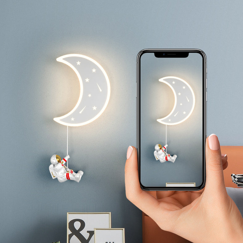 Lampe applique murale LED en résine acrylique avec matériel astronaute étoile croissant de lune Art Déco moderne pour salon 