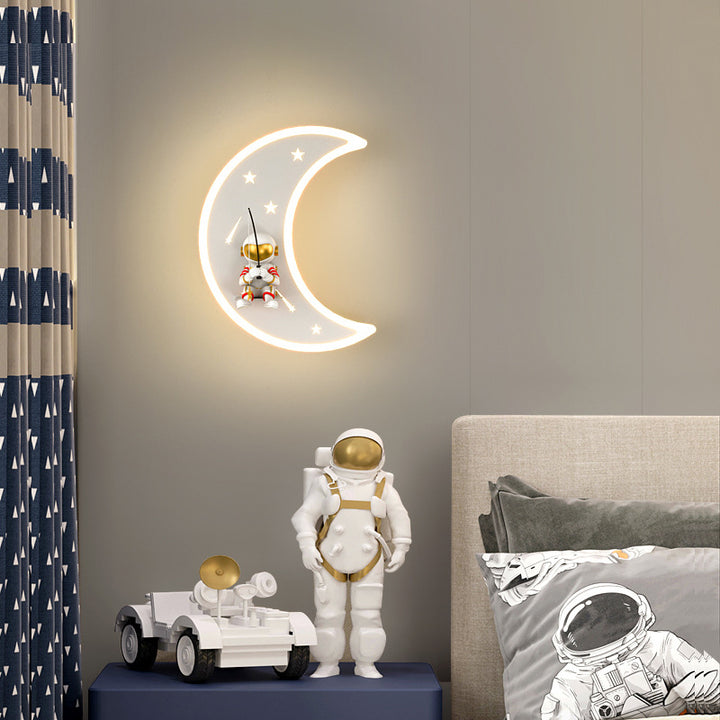 Lampe applique murale LED en résine acrylique avec matériel astronaute étoile croissant de lune Art Déco moderne pour salon 