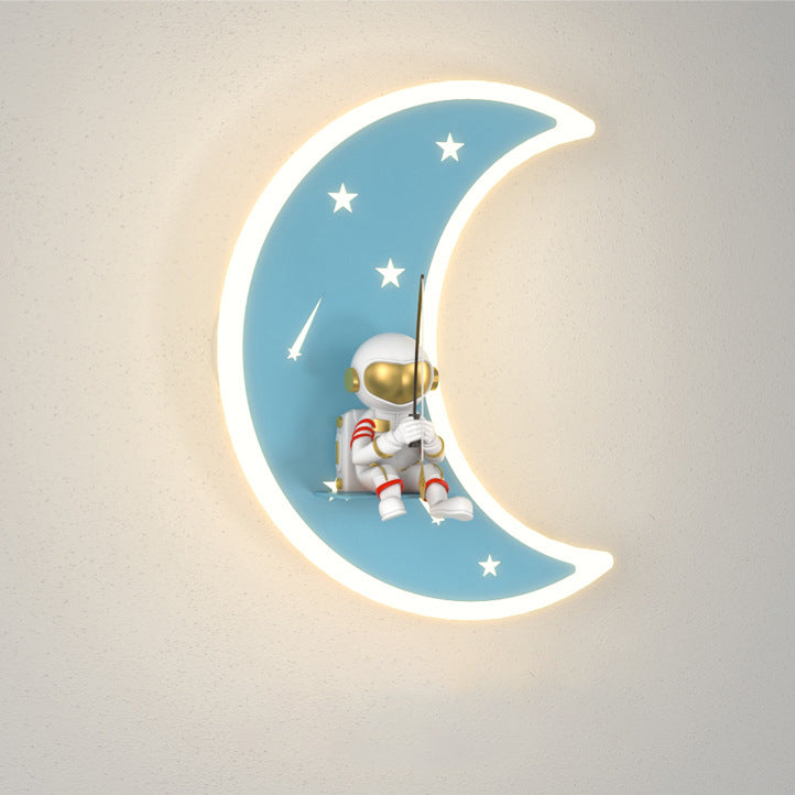 Lampe applique murale LED en résine acrylique avec matériel astronaute étoile croissant de lune Art Déco moderne pour salon 