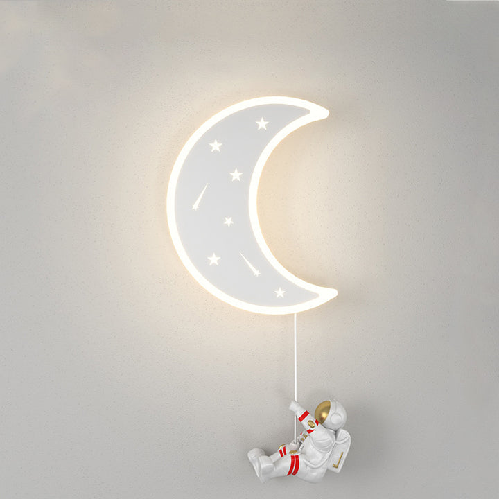 Lampe applique murale LED en résine acrylique avec matériel astronaute étoile croissant de lune Art Déco moderne pour salon 