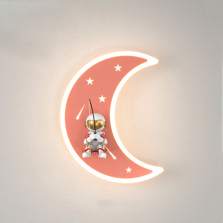 Lampe applique murale LED en résine acrylique avec matériel astronaute étoile croissant de lune Art Déco moderne pour salon 