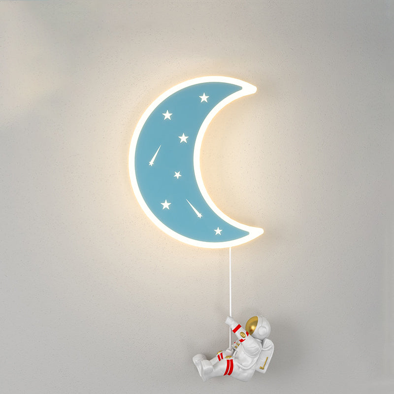 Lampe applique murale LED en résine acrylique avec matériel astronaute étoile croissant de lune Art Déco moderne pour salon 