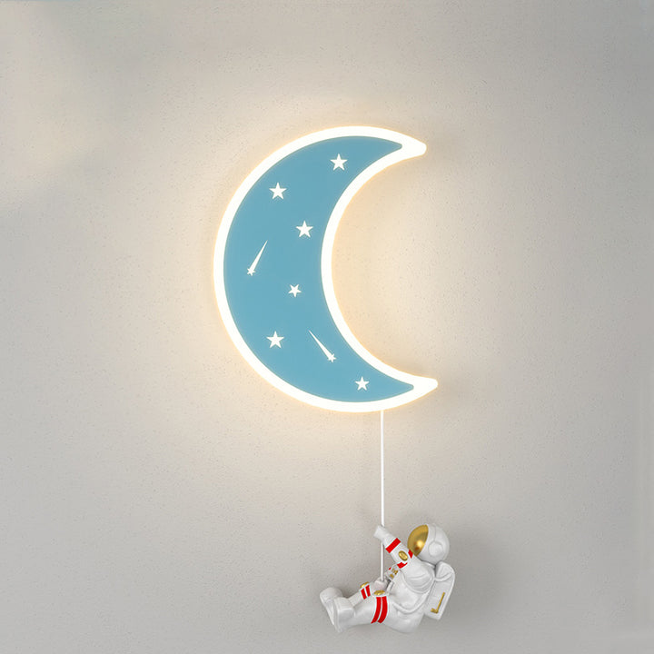 Lampe applique murale LED en résine acrylique avec matériel astronaute étoile croissant de lune Art Déco moderne pour salon 
